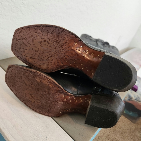 Tony Lama | Leather Riding Boots Black Size 7 Style VF3050 - Picture 4 of 7